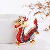 Zinc Alloy Dragon Keychain with Rhinestones Inlay Lovely Lucky Chinese Dragon Hanging Ornament 3D Cartoon 2024 Year of Dragon Pendant