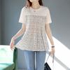 Fashion Pleated Patchwork Pullovers Female Clothing Casual All-match Loose Summer New Korean Short Sleeve O-Neck T-shirt