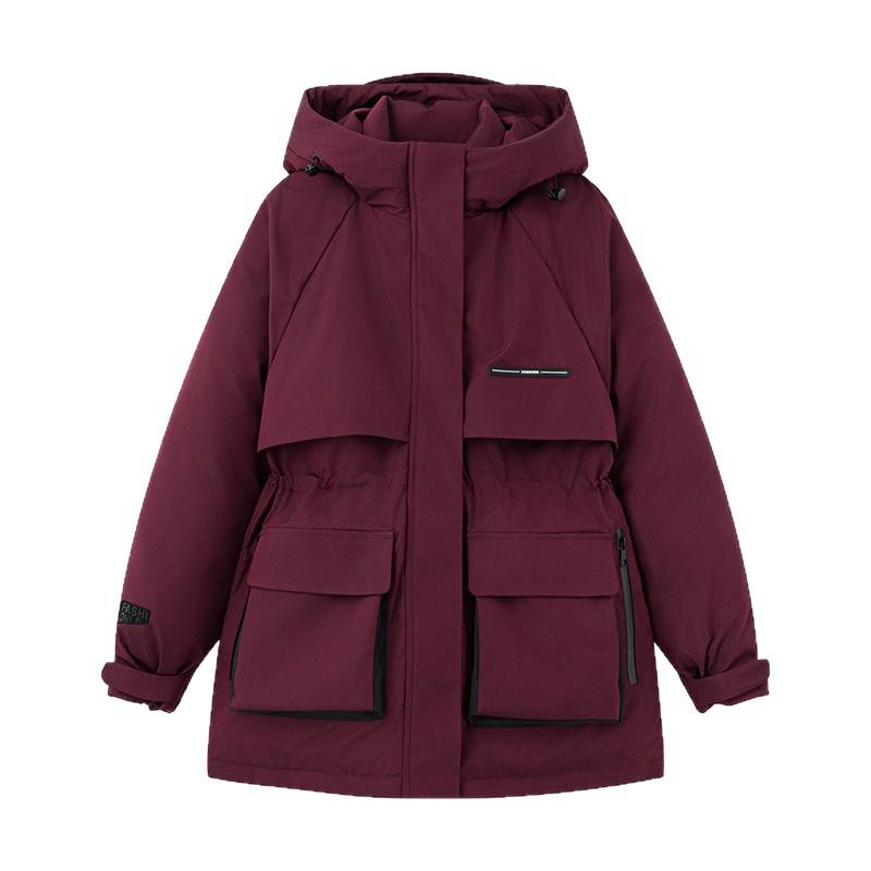 Down Jacket Women's New Winter Style Mid-length Waist Thickening Workwear Cotton Coat Jacket