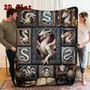 Dragon Legacy Manuscript 2D Flat Pattern Flannel Blanket, High Quality All Seasons, Home Decor, Warmth and Comfort, Perfect for Christmas Gifts.