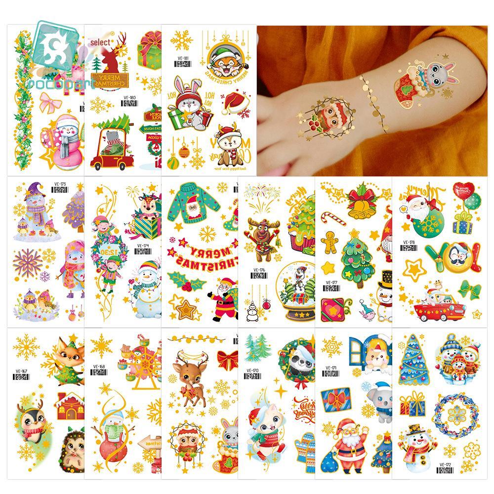 Ruikalong Christmas Cartoon Santa Tattoo Stickers for Kids' Party