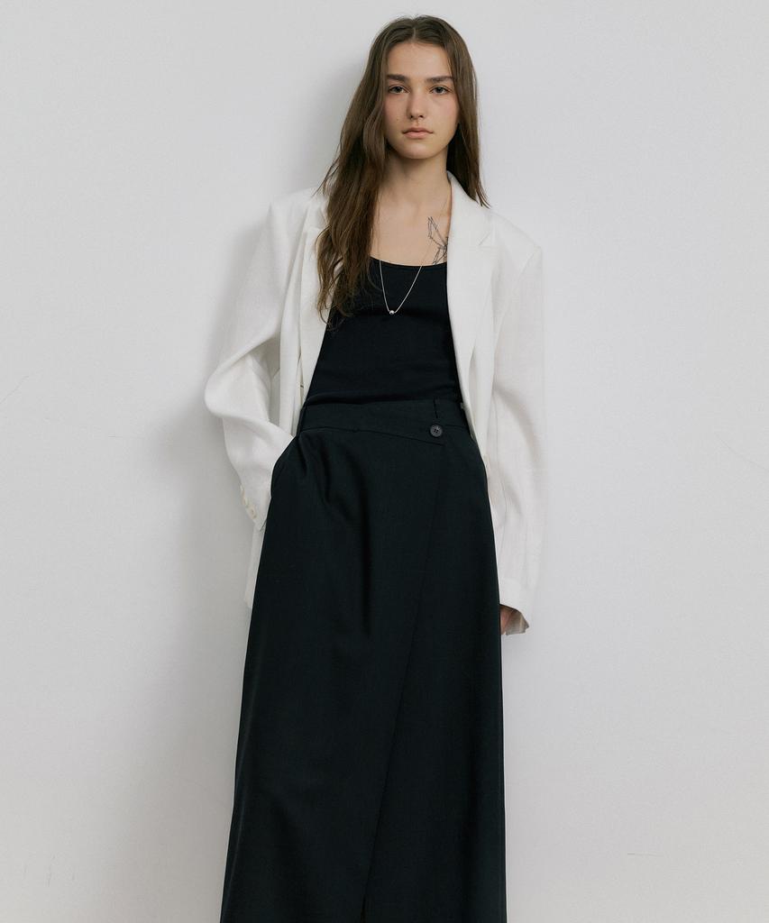 OCTETTE Summer-Wool Classic Wrap Skirts_Black
