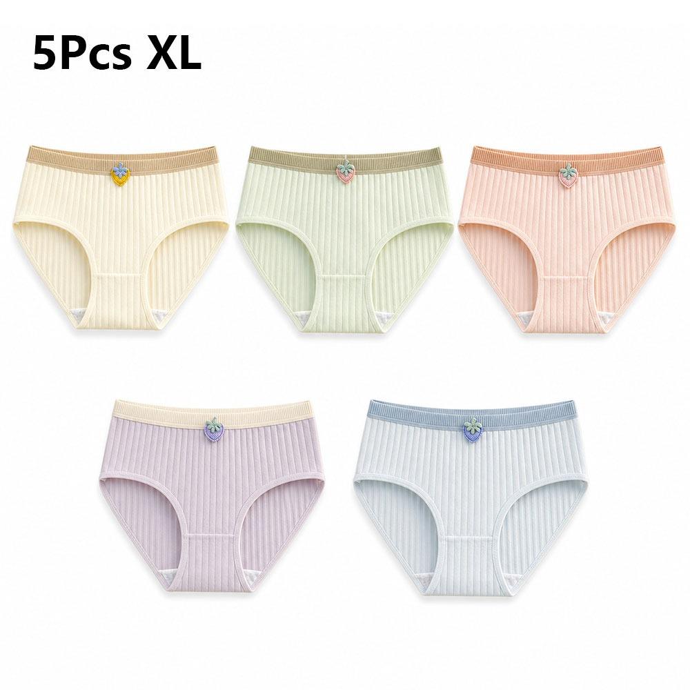 5Pcs Knitted Fabric Seamless Triangle Panties Large Size Mid Waist Underwear Comfortable Daily Wear
