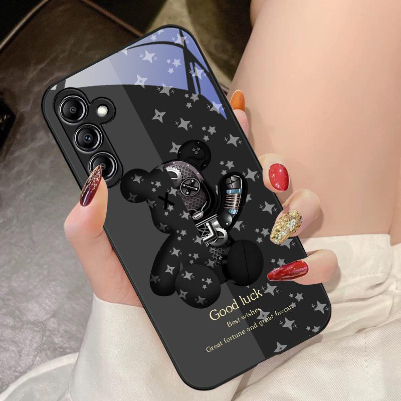Brown Machine Bear For Samsung Galaxy A14 4G 20 30 52 20S 21S 22 A32 33 34 42 50 51 53 54 70 71 72 73 5G Glass Phone Case