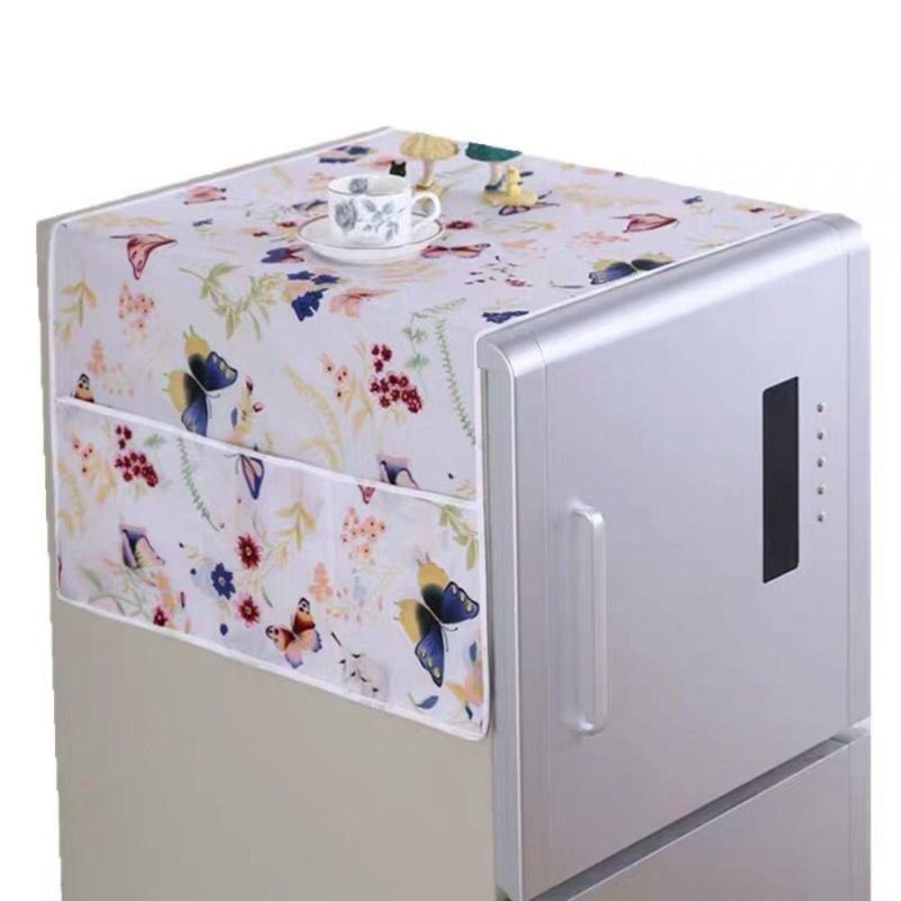 1Pcs New 55x120cm Refrigerator Dust Cover Cotton Linen Dustproof Refrigerator Cloth with Storage Bag Washing Machine Towel