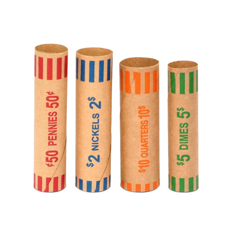 5/10Sets Assorted Color-Coded Coin Wrappers Preformed Coin Wrappers Rolls High Quality Material Kraft Paper Coin Wrapping Tubes