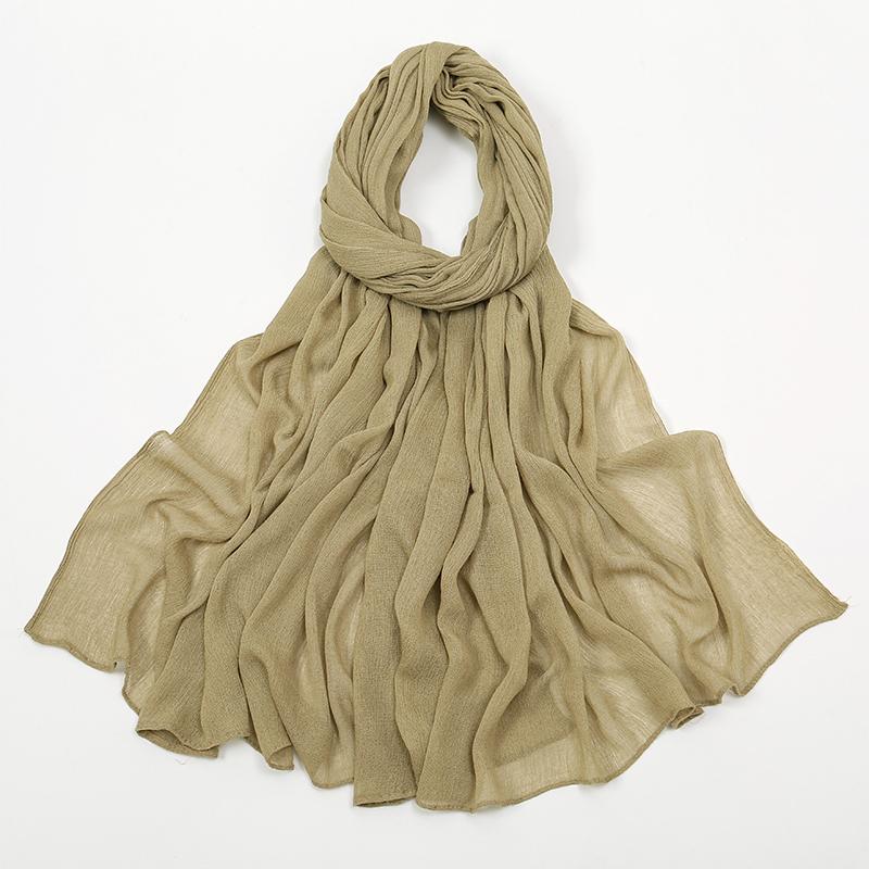 Crinkle Muslim Women Hijab Wrinkle Rayon Headscarf Solid Color Women's Turban Plain Viscose Cotton Musulman Femme Shawl Ramanda
