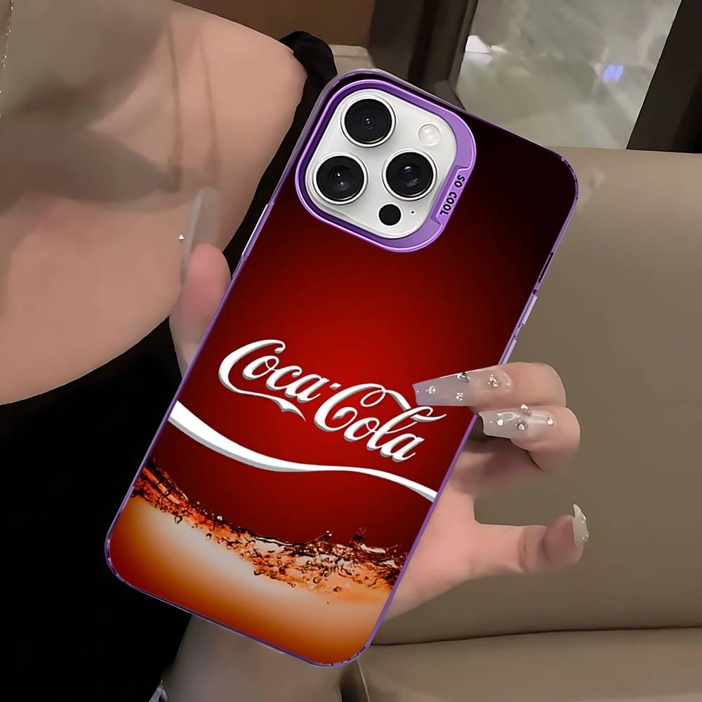 Hot C-Coca Drinks C-Cola For IPhone 17 16 15 14 Plus 13 12 11 Pro Max Matte Colorful Silver Phone Cover
