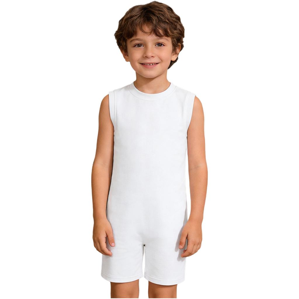 Kids Adaptive Fitness Romper: Round Neck Sleeveless Zipper Jumpsuit for Boys Girls Special Needs Yoga