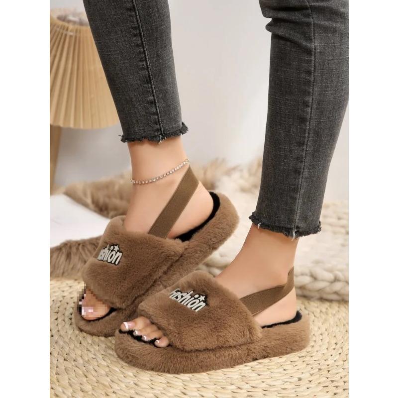 Warm Winter Slippers Fashion Women's Plush Thick-soled Flat Indoor Women's Slippers Non Slip Comfort Bedroom Slippers