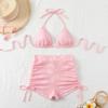 Seersucker Halter Tie-Up Bikini - Women's Fashion Swimsuit