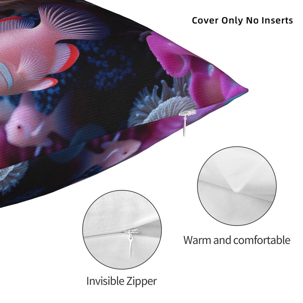 Pillow Cover Beautiful Underwater World Colorful Fish Cute Funny Pillow Case For Sofa Home Decoration Pillowcases