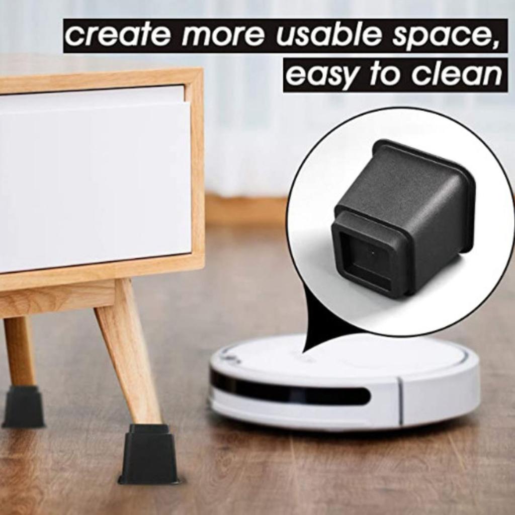 6pcs Bed Risers 5in High Quadrate Trapezoidal Ergonomic Plastic Black Furniture Risers Blocks for Home Office