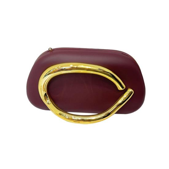 Geantă de mână tip clutch acrilic pentru femei, clutch rotund cu curea detașabilă, de seară