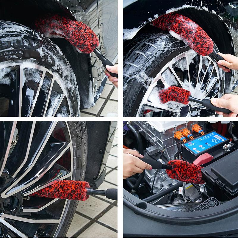 Auto Wheel Detailing Brush Bendable Wheel Woolies For Car Rim Tire Washing Easily Clean Hard-To-Reach Areas Car Cleaning Tools