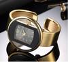 Women's Luxury Fashion Watch with Gold Steel Band and Black Dial