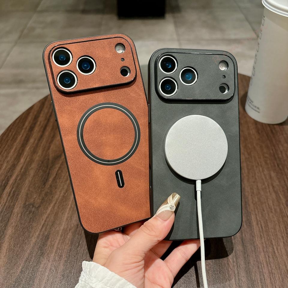 Retro Leather Magnetic Phone Case For For Iphone 16E 17E 1 14 11 12 13 16 17 Pro Max Air Plus Shockproof Protector Cover