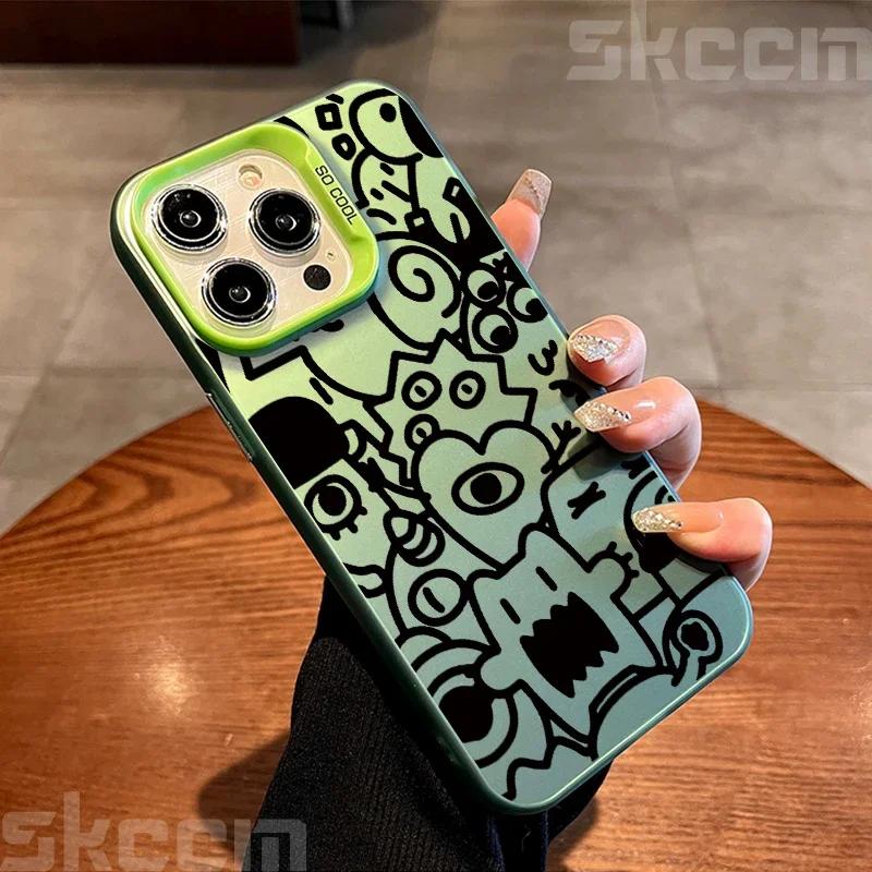 Black Graffiti Design TPU Basic Phone Case For iPhone 15 14 Pro Max 13 12 11 XS X XR 7 8 Plus 16 Shockproof Hard Cover