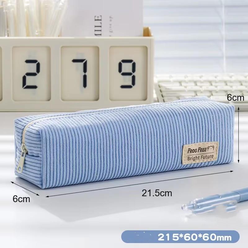 Retro Corduroy Solid Color Pencil Case Pen Box Artistic Minimalist Stationery Storage Bag Pencil Pouch School Student Supplies