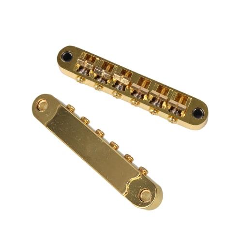 Yibuy Adjustable Archtop Jazz Guitar Bridge with Gold-Plated Alloy Hardware and Rosewood Material