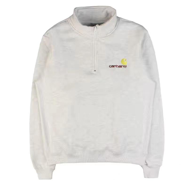 Couple s Trendy Half-Zip Fleece Hoodie with Embroidered Letters & Stand Collar Medium