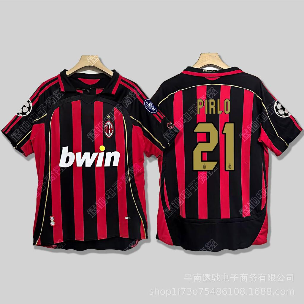 0607AC Milan retro jersey Cacanesta Maldini Inzaghi Pirlo long short-sleeved football jersey