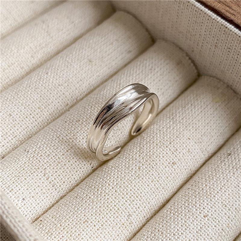 S925 Sterling Silver Irregular Metal Ring - Korean Minimalist Texture Design