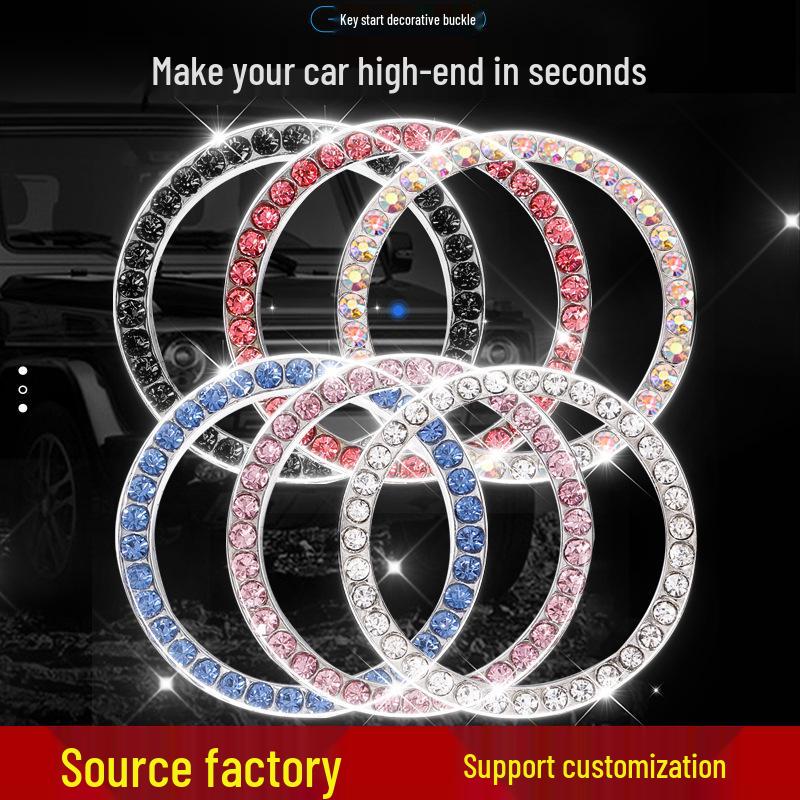 Rhinestone Car Start Button Decoration Ring - Crystal Ignition Sticker