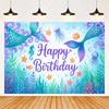 Underwater Mermaid Themed Birthday Party Backdrop Banner, Children's Birthday Party Decoration, Accessory1714