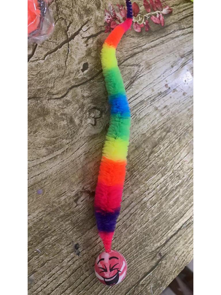 Kouzelná housenka elastický míček: Duhový červ Skákací hračka pro kočky