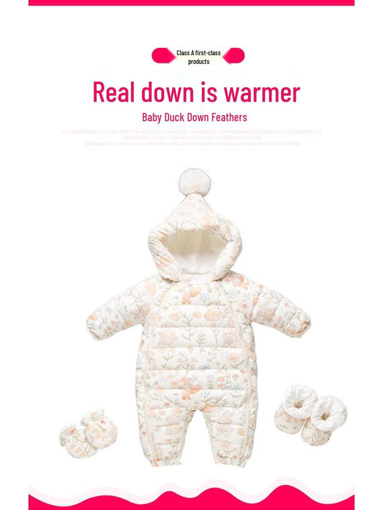 Infant Winter Snowsuit: Unisex Thickened Romper for Newborns