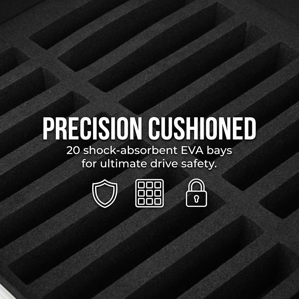 2.5 Inch Hard Drive Storage Box 20 Bays Waterproof Hard Drive Case Double Protection Convenient Handle HDD Storage Box