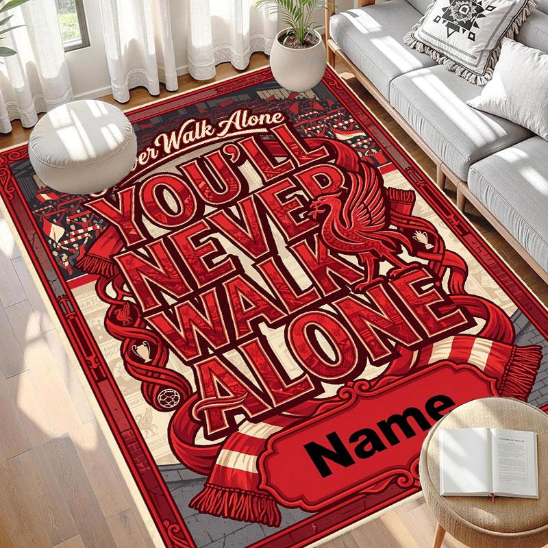 Custom Name Personalized Football Print Carpet, Versatile Home Decor Rug, for Playroom, Apartment, Balcony, Entryway, Hallway Gift
