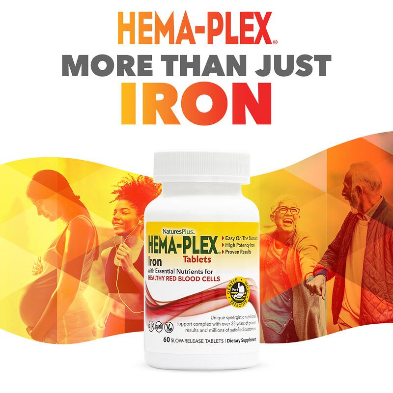 Hema-Plex®, Iron with Essential Nutrients for Healthy Red Blood Cells, 60 Slow-Release Tablets