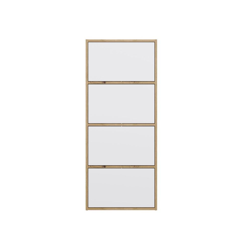 Komoda Alma Dąb Artisan Front Biel Szafka 4 Drzwi 4 Półki 50X119X40Cm