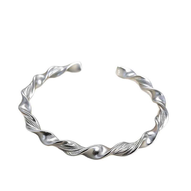New Fashion Minimalist Design Bangle With Twisted Pattern 925 Sterling Silver Versatile Creative Opening Bracelets TYB631