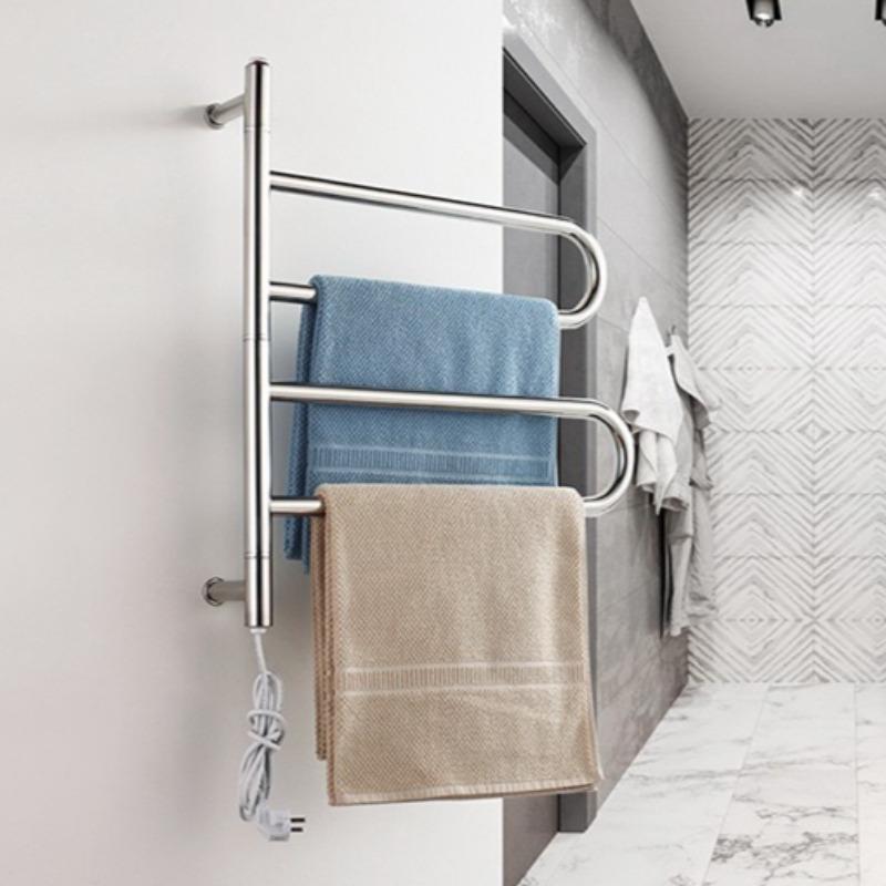 Wall Mounted Electric Heated Towel Rail Stainless Steel Bathroom Towel Rack Portable Electric Rotating Towels Heating Dryer