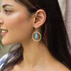 Genuine Copper Turquoise Earrings Copper Turquoise Drop Hoop Earrings for Women Sterling Silver Handmade Earrings Gemstone Earrings Gifts