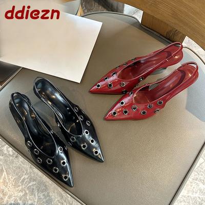 Fashion Fashion Pointed Toe Ladies High Heels Sandals Shoes Female Footwear Metal Women Thin Heels Sandals Shoes Pumps Big Size 43