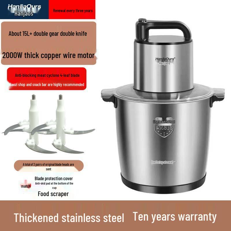 High-Power Multi-Functional Meat Grinder & Food Processor for Dough, Chili, Garlic, and Ginger