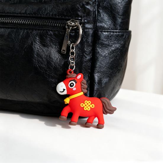 5/10Pcs 2026 Year of Horse Keychain Auspicious Cultural Design Chinese Zodiac Lucky Charms Backpack Pendant