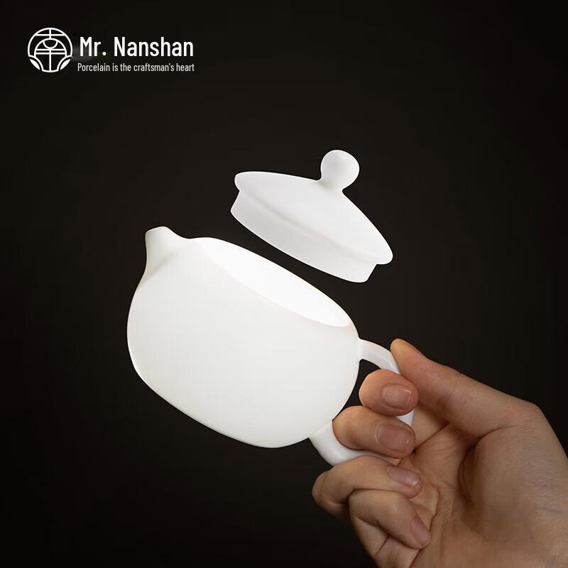 Nanshan Mr. White Porcelain Mutton-Fat Jade Glaze Gongfu Teapot