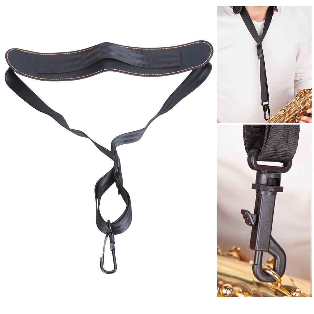 Leathers Nylon Adjustable Length Neck Strap Padded Saxophone Neck Strap Harnesses Leathers Saxophone Neck Strap
