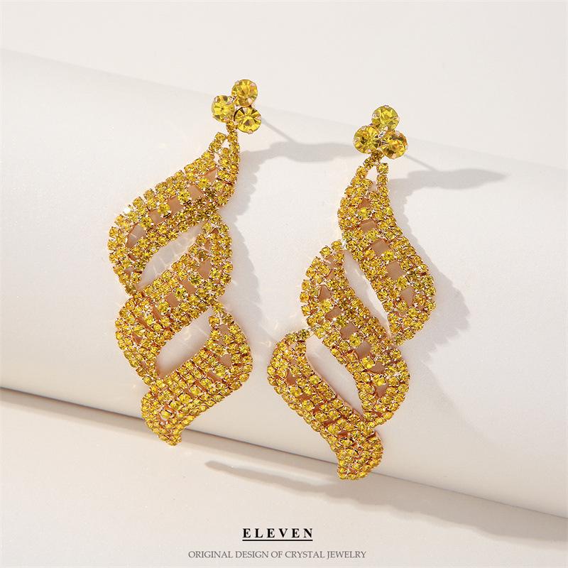 S925 Silver Needle Rhinestone Tassel Earrings - Exquisite Long Claw Chain with Colored Diamonds, European & American Style