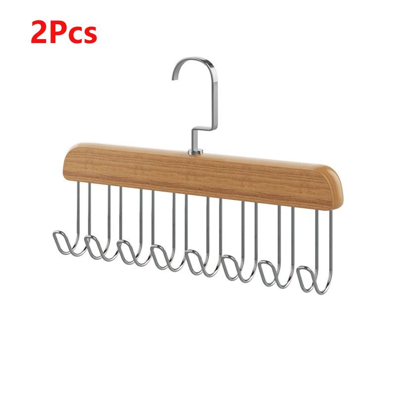 8 Hooks Multi-functional Wooden Suspenders, Underwear Rack, Vest, Tie Hook, Solid Wood Drying Rack.