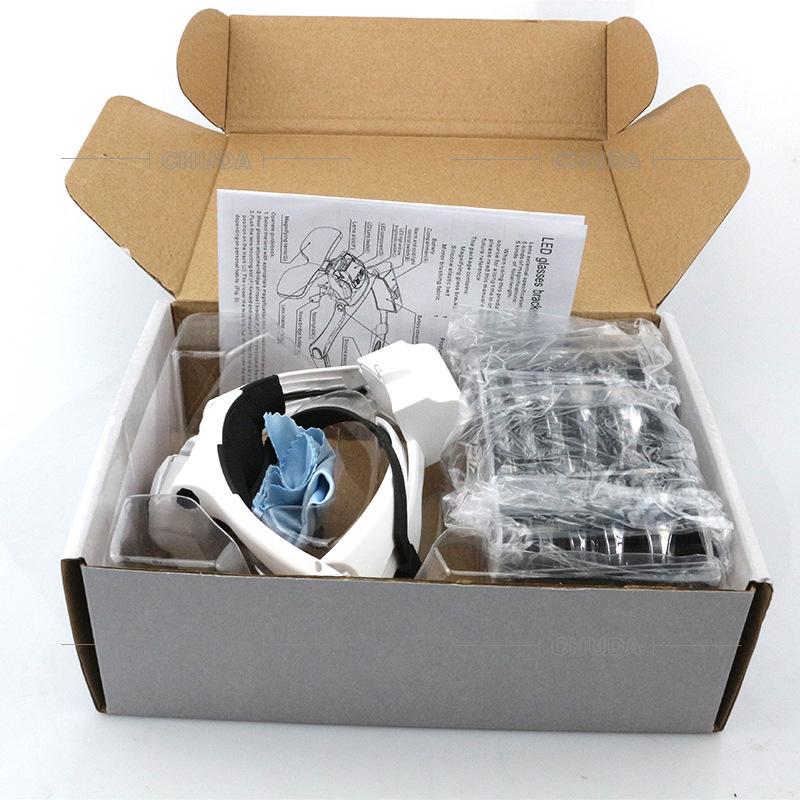 1.2X 1.8X 2.5X 3.5X 4.5X Double Eye Led Lamp Magnifier Spectacles Glasses Magnifier Loupe Watch Jewellery Measurement Glasses