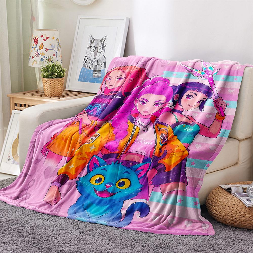Huntrix Girl Flannel Blanket, High Quality Comfortable for All Seasons, Home Decor, Warmth and Comfort