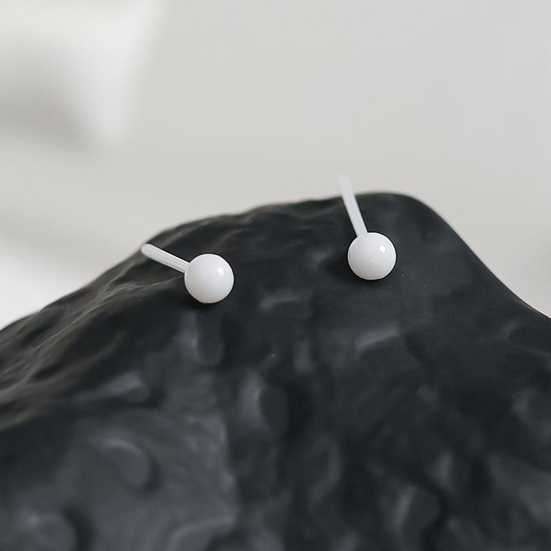 Bioceramic 4MM Bead Mini Stud Earrings For Women Jewelry Allergy Prevention Piercing Ear Hole Accessory
