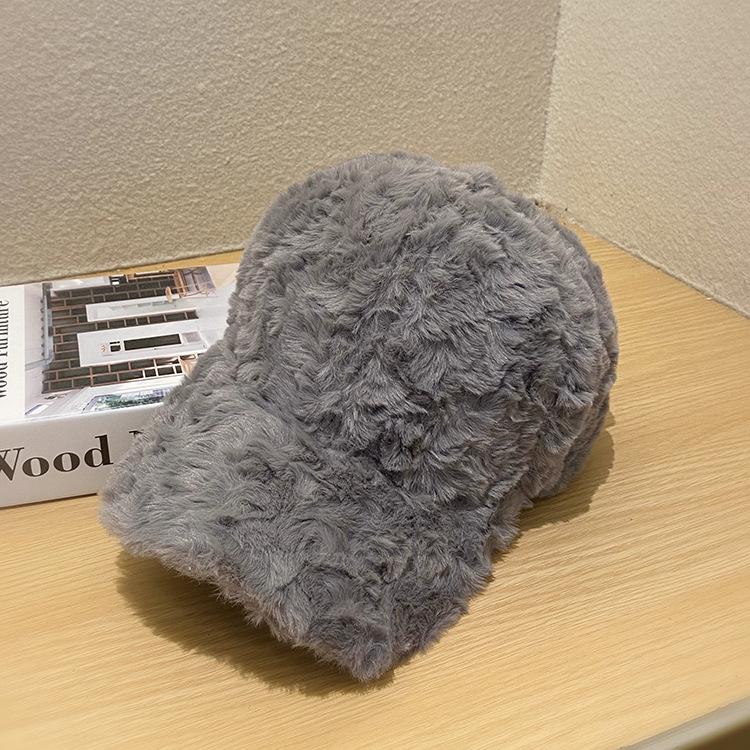Plüsch-Baseballkappe Damen Herbst und Winter Gesicht klein warm Lammwollmütze vielseitig lässig Studentenmütze
