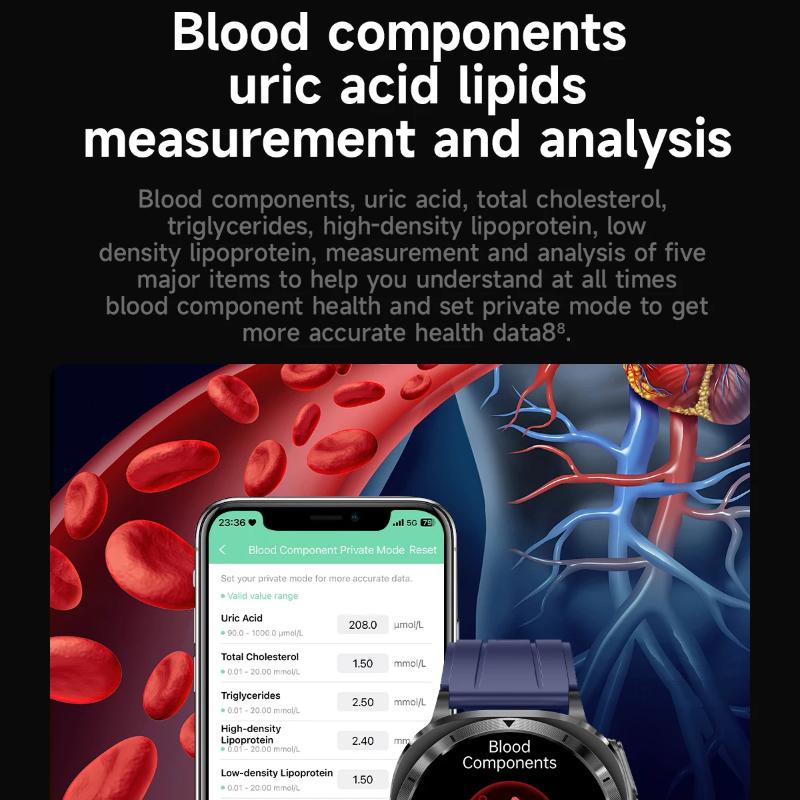 2025 NOWY Zegarek 7 Dokładny Pomiar Tłuszczu we Krwi Ciśnienia Krwi Analiza Składu Ciała Smartwatch Zegarek EKG+PPG Smartwatche